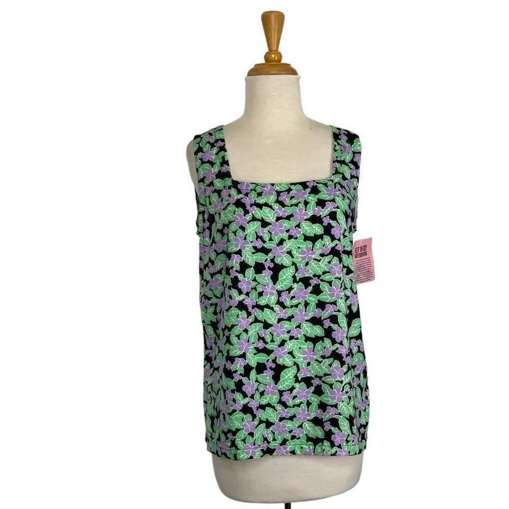 Key West Hand Print Fashions L Tank Top Violets Floral Purple Hawaii NWT VTG - Picture 6 of 10